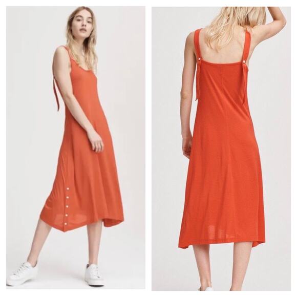 Rag & Bone Allegra Scoop-Neck Tank Midi Dress Size XS Coral Crepe Jersey - Picture 13 of 13